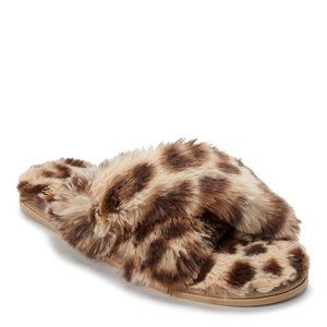 Secret Treasures Women's fur slippers Crossband sz 9-10 comfy leopard fur new